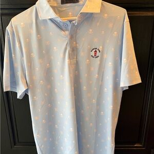 Men's Light Blue Golf Polo Shirt - Harbour town golf links logo